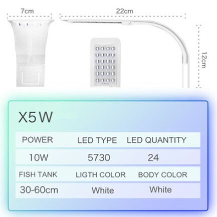 LED Aquarium Light | 5W/10W Aquatic Plant Grow Light | Waterproof Clip-on Lamp for Fish Tank