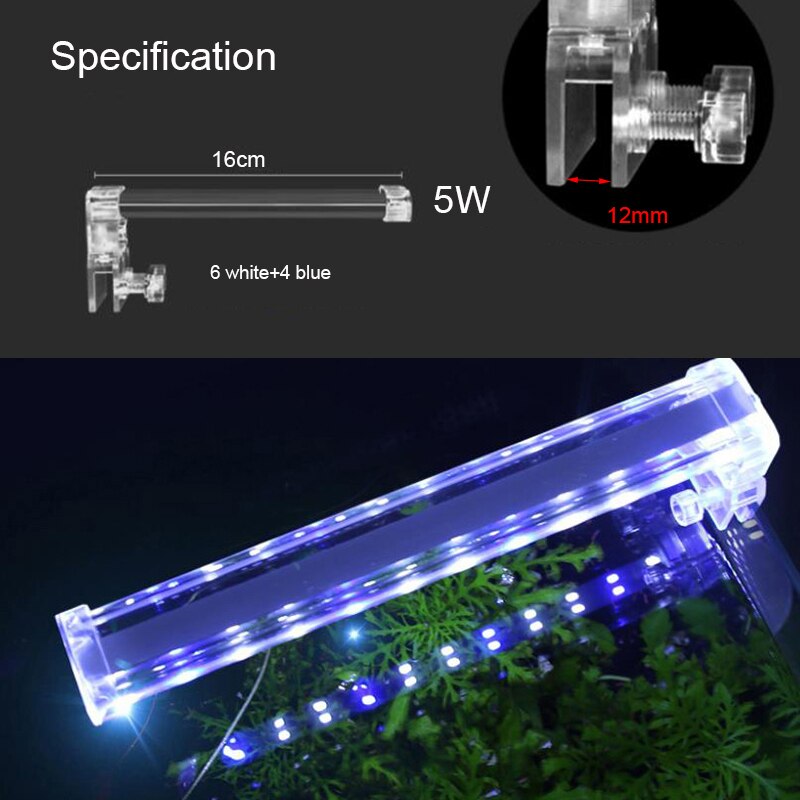 High Transparent Flip LED Aquarium Light | Lighting Plants Grow Light | 5W/8W/10W Aquatic Plant Lighting | Waterproof Clip-on Lamp for Fish Tank