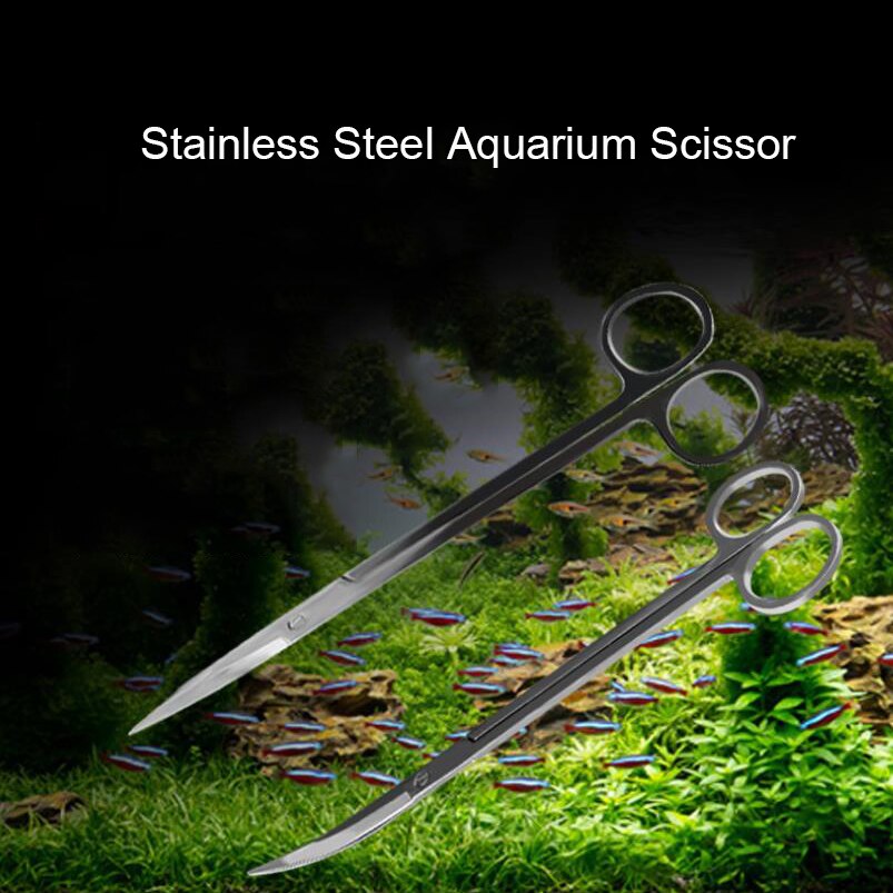 Stainless Steel Curved Aquarium Scissor | Aquarium Plants Shrimp Reef Scissor | Straight Fish Tank Cleaner | High-Quality Aquarium Accessories