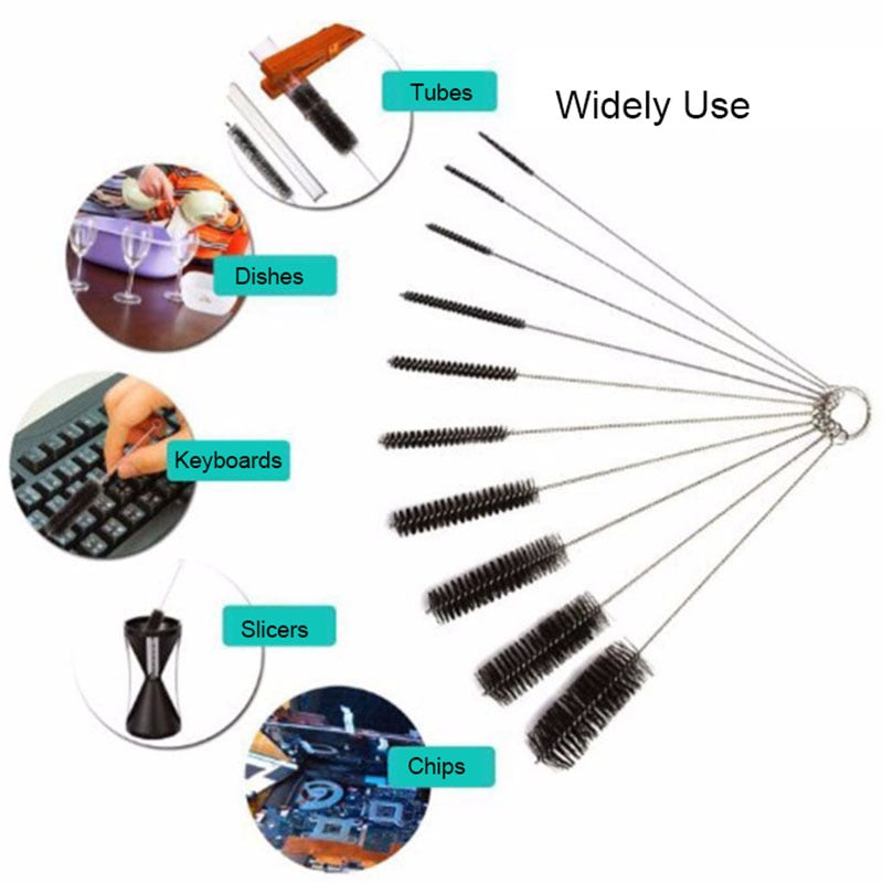 10pcs Aquarium Tube Pipe Cleaning Brush Set | Stainless Steel Water Filter Air Tube Cleaner | Flexible and Durable Aquarium Accessories