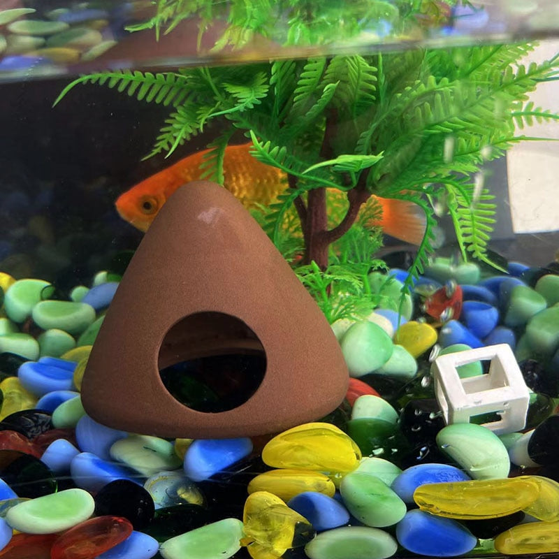 Ceramic Aquarium Decoration Fish Shrimps Shelter House Pottery | Simulation Stone Fish Tank Deco