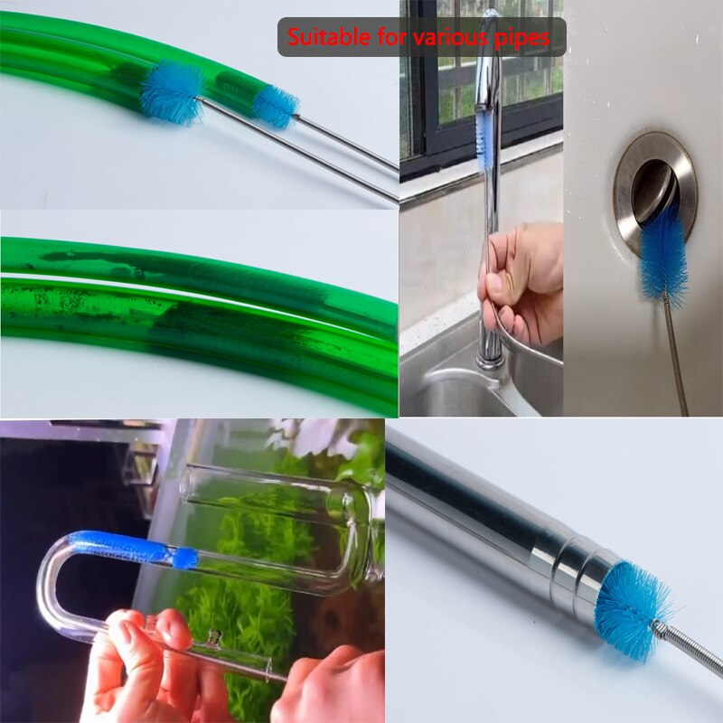 155cm Aquarium Tube Pipe Cleaning Brush | Stainless Steel Handle | High-Density Bristles | Aquarium Accessories