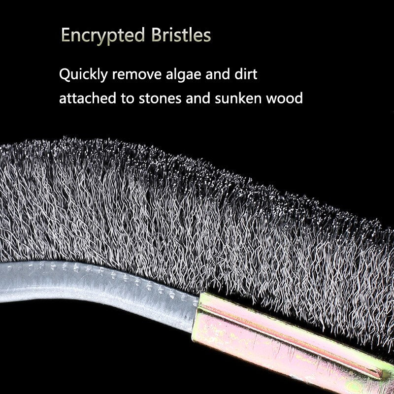 Steel Wire Brush Aquarium Algae Cleaning Brush | Nylon Brush Aquarium Cleaner | Durable Fish Tank Stain Cleaning Tools