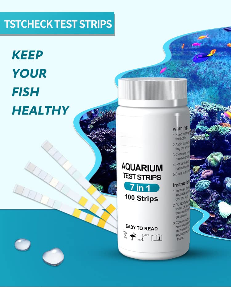 100 strips - 7 in 1 Water Test Strips by Gingersun | Comprehensive Aquarium Water Testing | Precise and Reliable Results