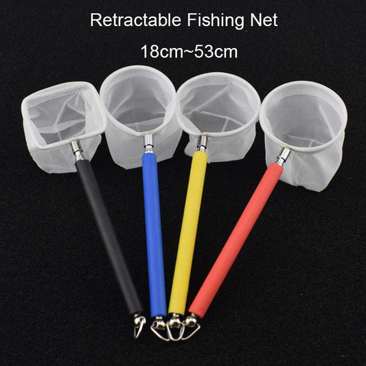 Retractable 3D Aquarium Fish Tank Catch Net - Stainless Steel Rod Fishing Round Square Pocket Shrimp Catching Nets 18-53CM