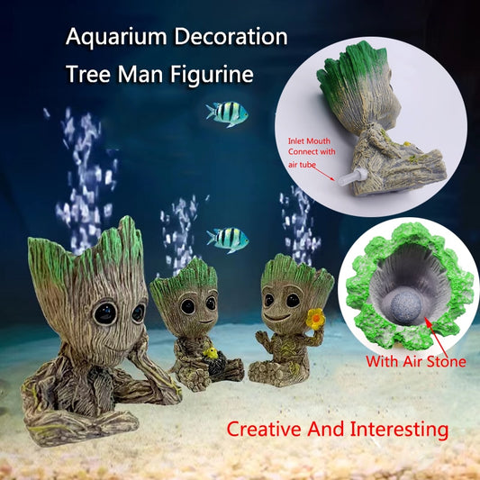 Artificial Aquarium Decoration Cute Tree Man Figurine | Eco-Friendly Resin Ornament for Fish Tank